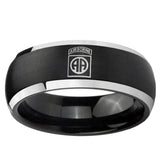5, 8mm Army Airborn Dome Brushed Black 2 Tone Tungsten Ring