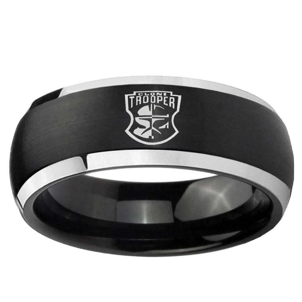 5mm Clone Trooper Dome Brushed Black 2 Tone Tungsten Bands