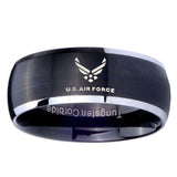8mm-Matte-Brush-Black-Dome-US-Air-Force-2-Tone-Tungsten-Laser-Engraved-Ring