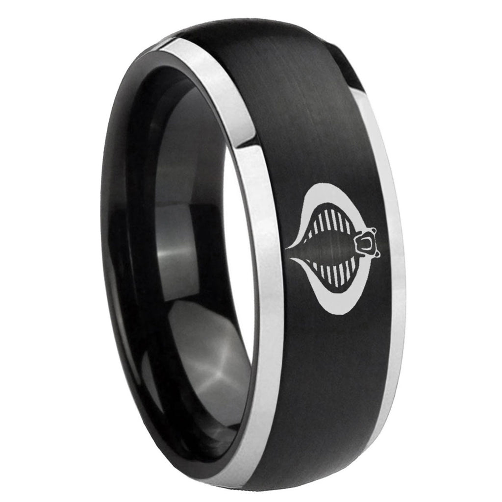 8mm Cobra Dome Brushed Black 2 Tone Tungsten Mens Ring