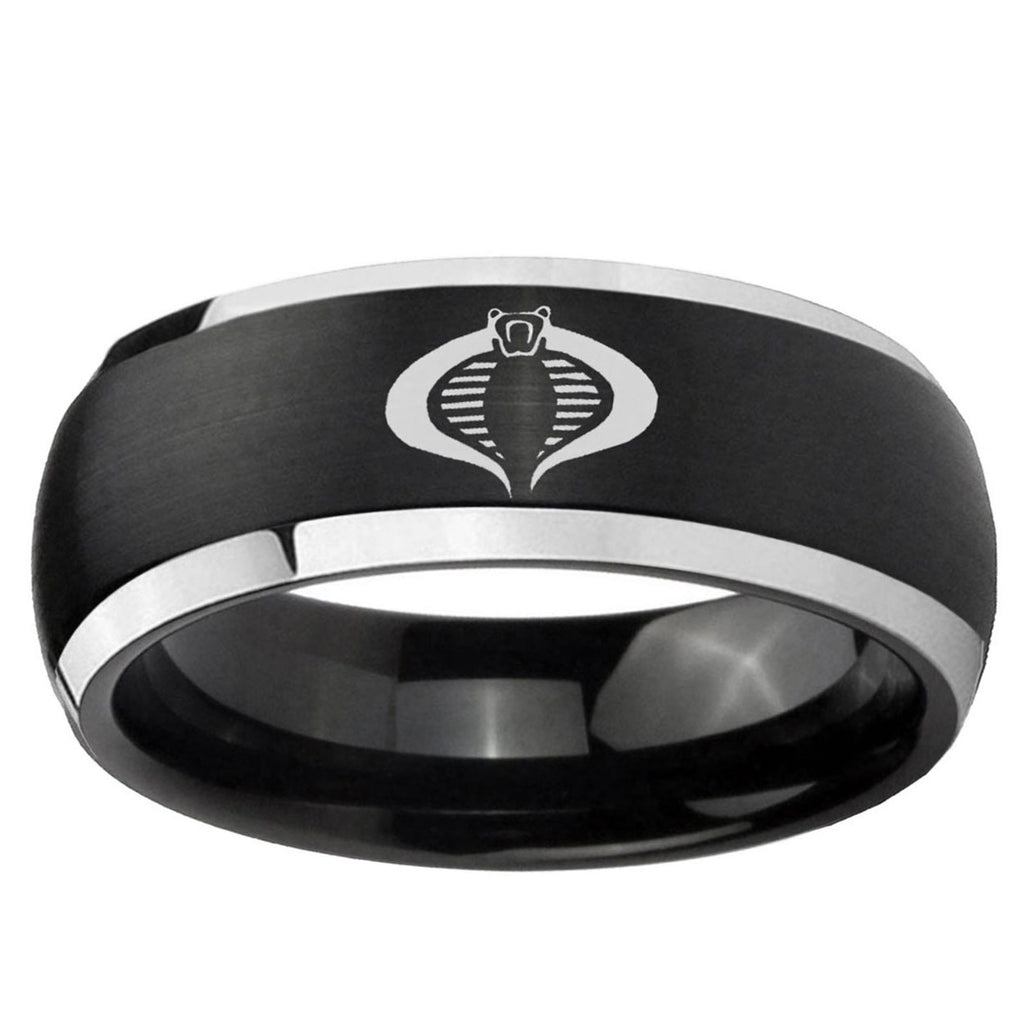 5mm Cobra Dome Brushed Black 2 Tone Tungsten Mens Ring