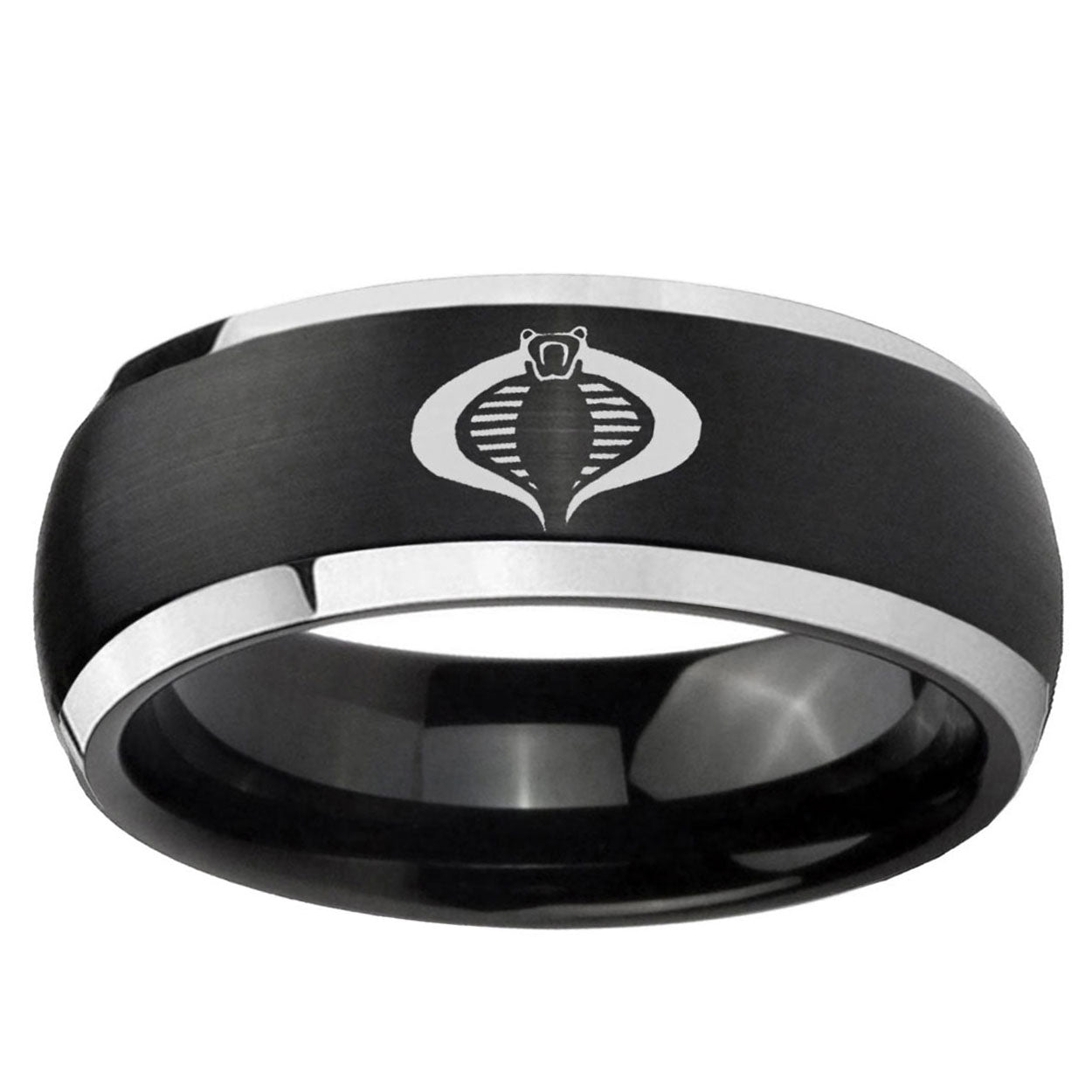 5mm Cobra Dome Brushed Black 2 Tone Tungsten Mens Ring