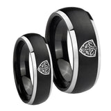 His Hers Zelda Hylian Shield Dome Brushed Black 2 Tone Tungsten Mens Band Set