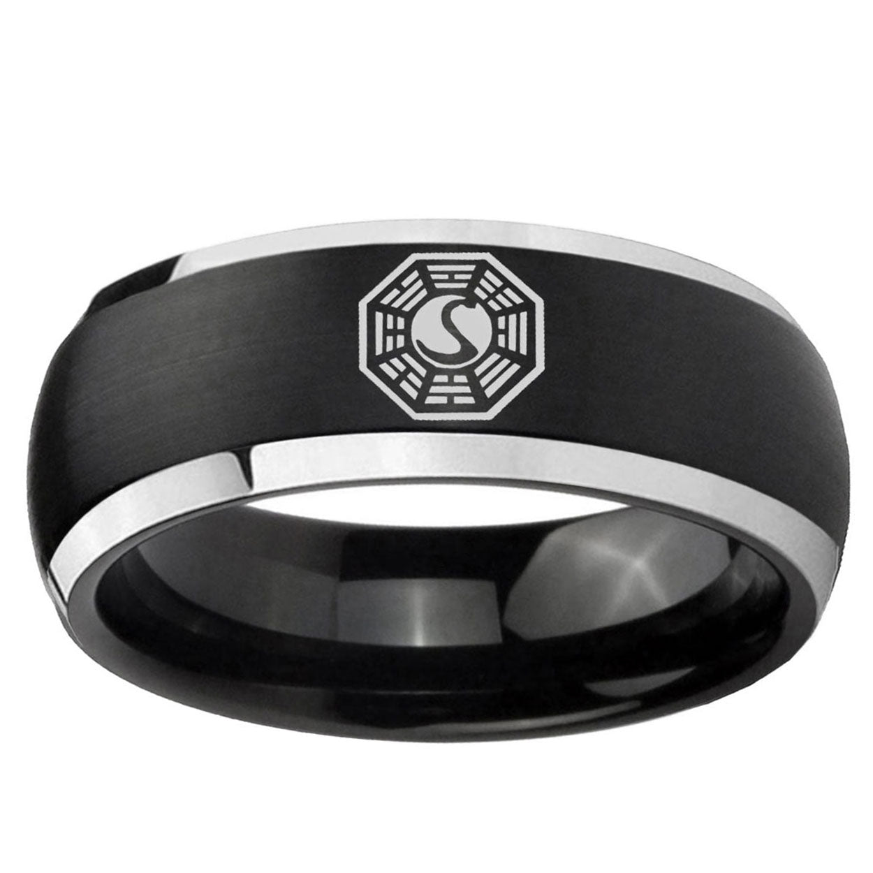 5mm Lost Dharma Dome Brushed Black 2 Tone Tungsten Ring