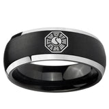 5, 8mm Lost Dharma Dome Brushed Black 2 Tone Tungsten Ring