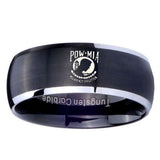 8mm-Military-Pow-Dome-Brushed-Black-2-Tone-Tungsten-Carbide-Personalized-Ring
