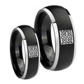Celtic Design Dome Brushed Black 2 Tone Tungsten Mens Ring Set