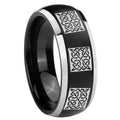 8mm Multiple Celtic Dome Brushed Black 2 Tone Tungsten Ring