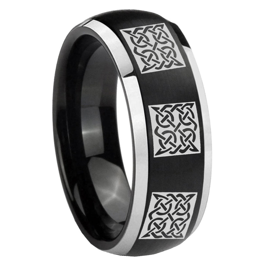 Flat Christian Cross Tungsten Carbide Wedding Set Rings