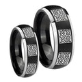 Multiple Celtic Dome Brushed Black 2 Tone Tungsten Mens Band Set