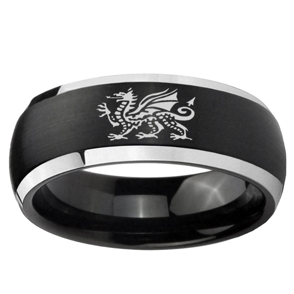 5mm Dragon Dome Brushed Black 2 Tone Tungsten Promised Band