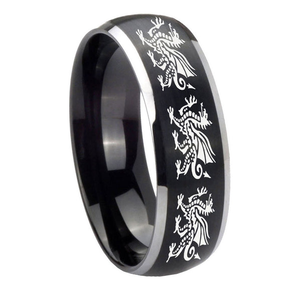 8mm-Multiple-Dragon-Dome-Brushed-Black-2-Tone-Tungsten-Mens-Promise-Ring