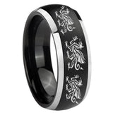 His Hers Multiple Dragon Dome Brushed Black 2 Tone Tungsten Men's Ring Set