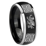 8mm Multiple Dragon Celtic Dome Brushed Black 2 Tone Tungsten Men's Wedding Ring
