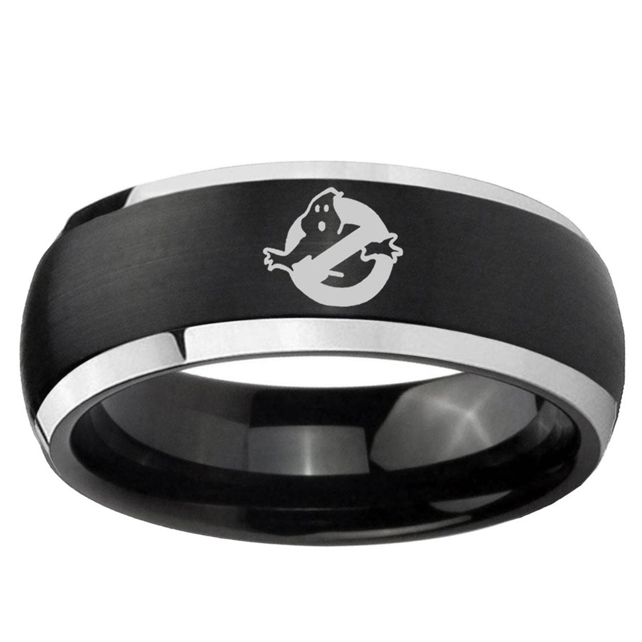 5mm Ghostbusters Dome Brushed Black 2 Tone Tungsten Ring