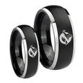 Ghostbusters Dome Brushed Black 2 Tone Tungsten Mens Set Ring