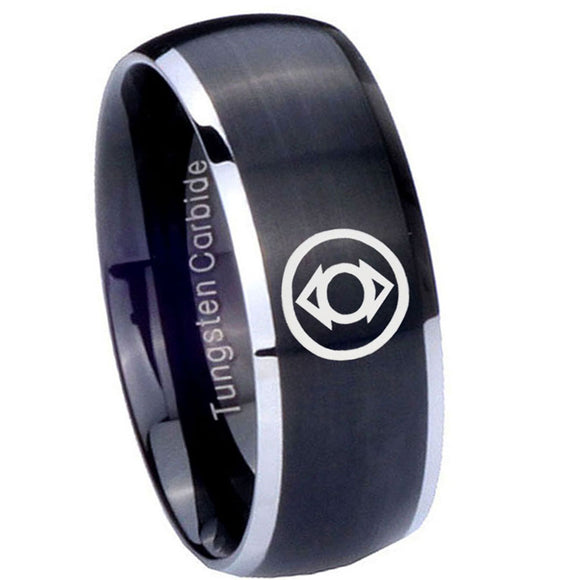 8mm Indigo Lanterns Dome Brush Black Wedding Bands Tungsten