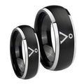 Stargate Dome Brushed Black 2 Tone Tungsten Mens Ring Set