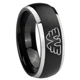 8mm Waylon Jennings Dome Brushed Black 2 Tone Tungsten Carbide Engraved Ring