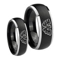 Waylon Jennings Dome Brushed Black 2 Tone Tungsten Bridal Ring Set