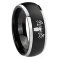 8mm Spider Dome Brushed Black 2 Tone Tungsten Ring Engraved