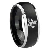 8mm Hatchet Man Dome Brushed Black 2 Tone Tungsten Carbide Men's Bands Ring