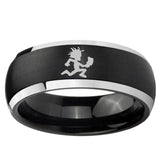 5, 8mm Hatchet Man Dome Brushed Black 2 Tone Tungsten Ring