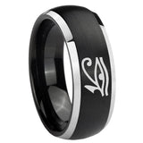 8mm Seeing Eye Dome Brushed Black 2 Tone Tungsten Carbide Mens Wedding Ring