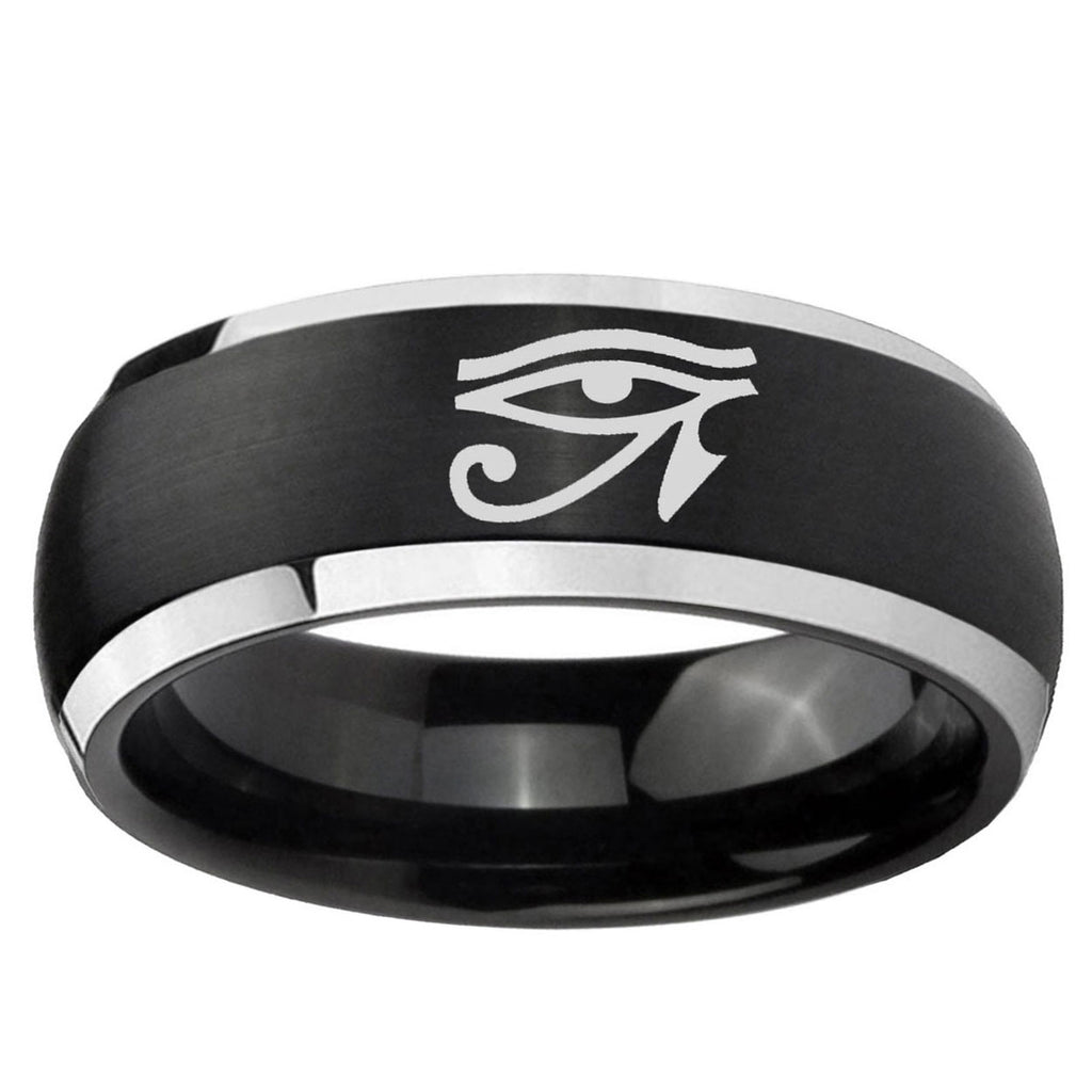 5mm Seeing Eye Dome Brushed Black 2 Tone Tungsten Mens Ring