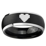5, 8mm Matte Brush Black Dome Zelda Heart 2 Tone Tungsten Laser Engraved Ring