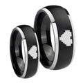Matte Dome Zelda Heart Two Tone Tungsten Wedding Set Ring