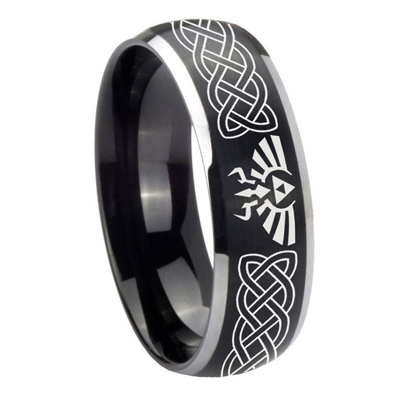 8mm-Celtic-Zelda-Dome-Brushed-Black-2-Tone-Tungsten-Carbide-Personalized-Ring