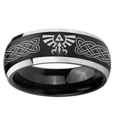 5, 8mm Celtic Zelda Dome Brushed Black 2 Tone Tungsten Ring