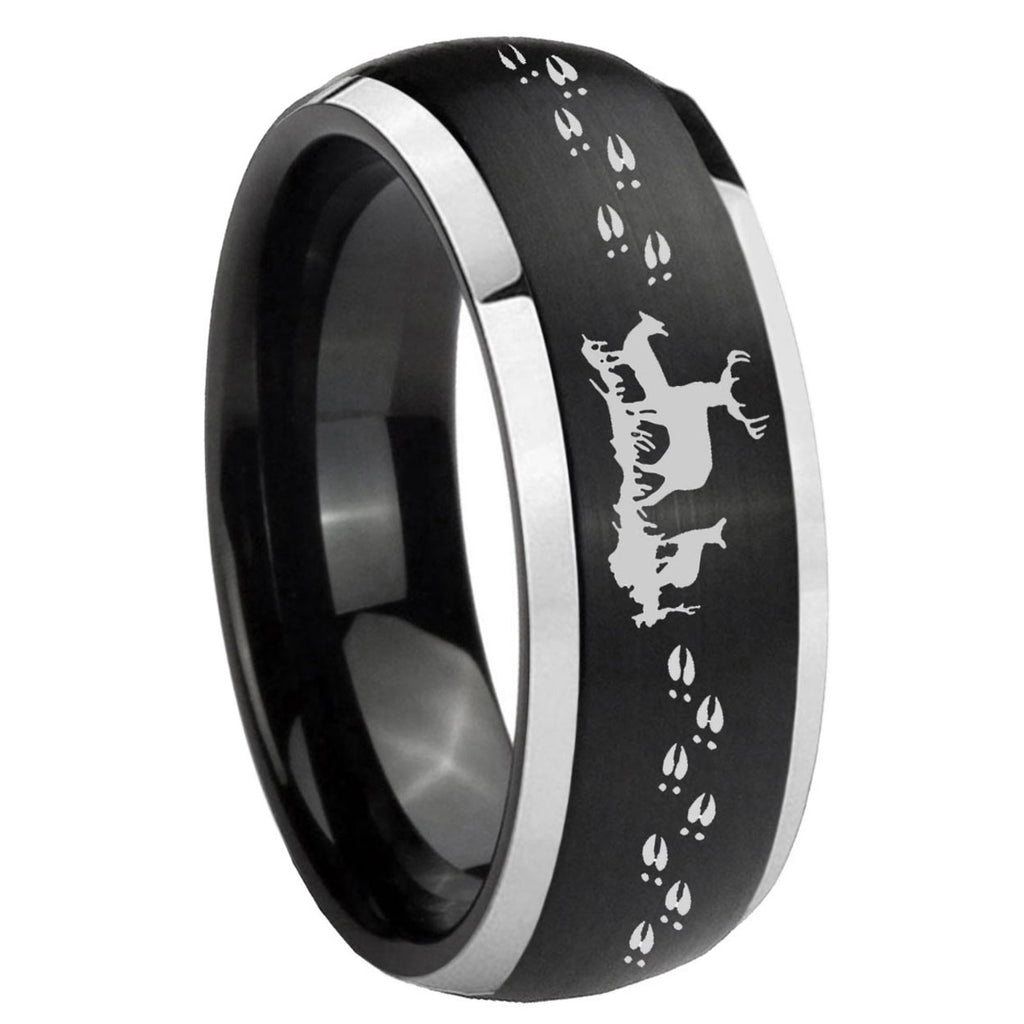 8mm Deer Hunting Dome Brushed Black 2 Tone Tungsten Ring