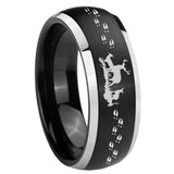 8mm Deer Hunting Dome Brushed Black 2 Tone Tungsten Custom Mens Ring