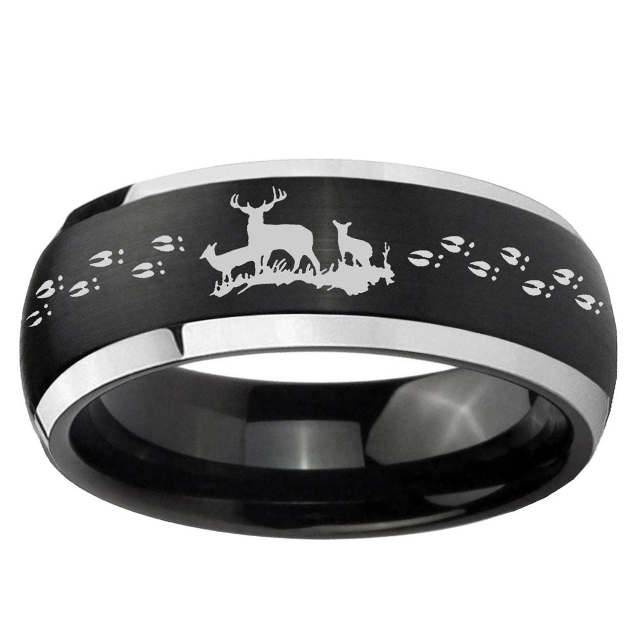5mm Deer Hunting Dome Brushed Black 2 Tone Tungsten Ring