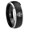 8mm Skull Marijuana Leaf Dome Black 2 Tone Tungsten Ring