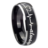 8mm-Heart-Beat-forever-Heart-always-Dome-Brushed-Black-2-Tone-Tungsten-Mens-Ring