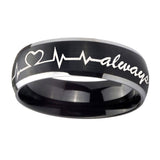8mm-Heart-Beat-forever-Heart-always-Dome-Brushed-Black-2-Tone-Tungsten-Mens-Ring