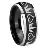 His Hers Hearts and Crowns Dome Brushed Black 2 Tone Tungsten Men Ring Set
