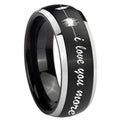 8mm Sound Wave, I love you more Dome Black 2 Tone Tungsten Band