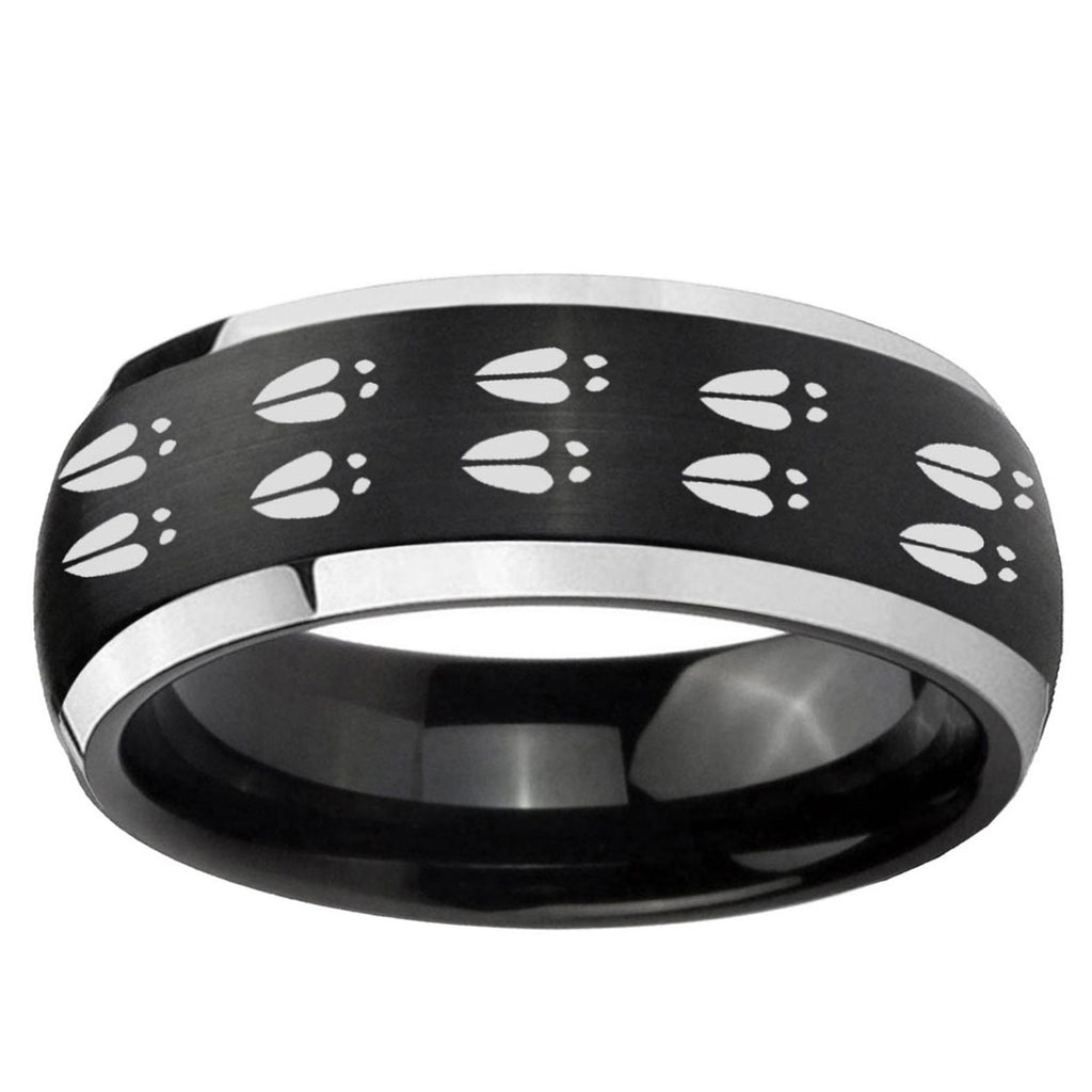 5mm Deer Tracks Dome Brushed Black 2 Tone Tungsten Ring