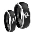 Deer Hunting Dome Brushed Black 2 Tone Tungsten His And Hers Ring