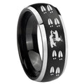 8mm Deer Hunting Tracks Dome Black 2 Tone Tungsten Ring