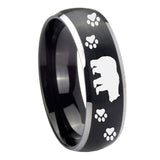 8mm-Bear-and-Paw-Dome-Brushed-Black-2-Tone-Tungsten-Carbide-Mens-Bands-Ring