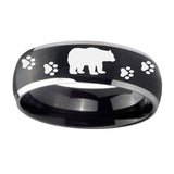 8mm-Bear-and-Paw-Dome-Brushed-Black-2-Tone-Tungsten-Carbide-Mens-Bands-Ring