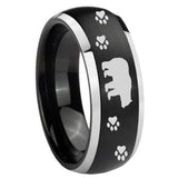 His Hers Bear and Paw Dome Brushed Black 2 Tone Tungsten Mens Wedding Ring Set