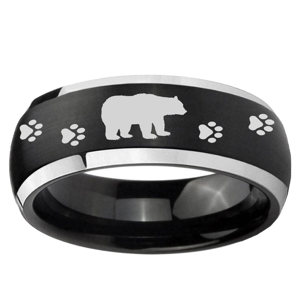 5mm Bear Paw Dome Brushed Black 2 Tone Tungsten Band