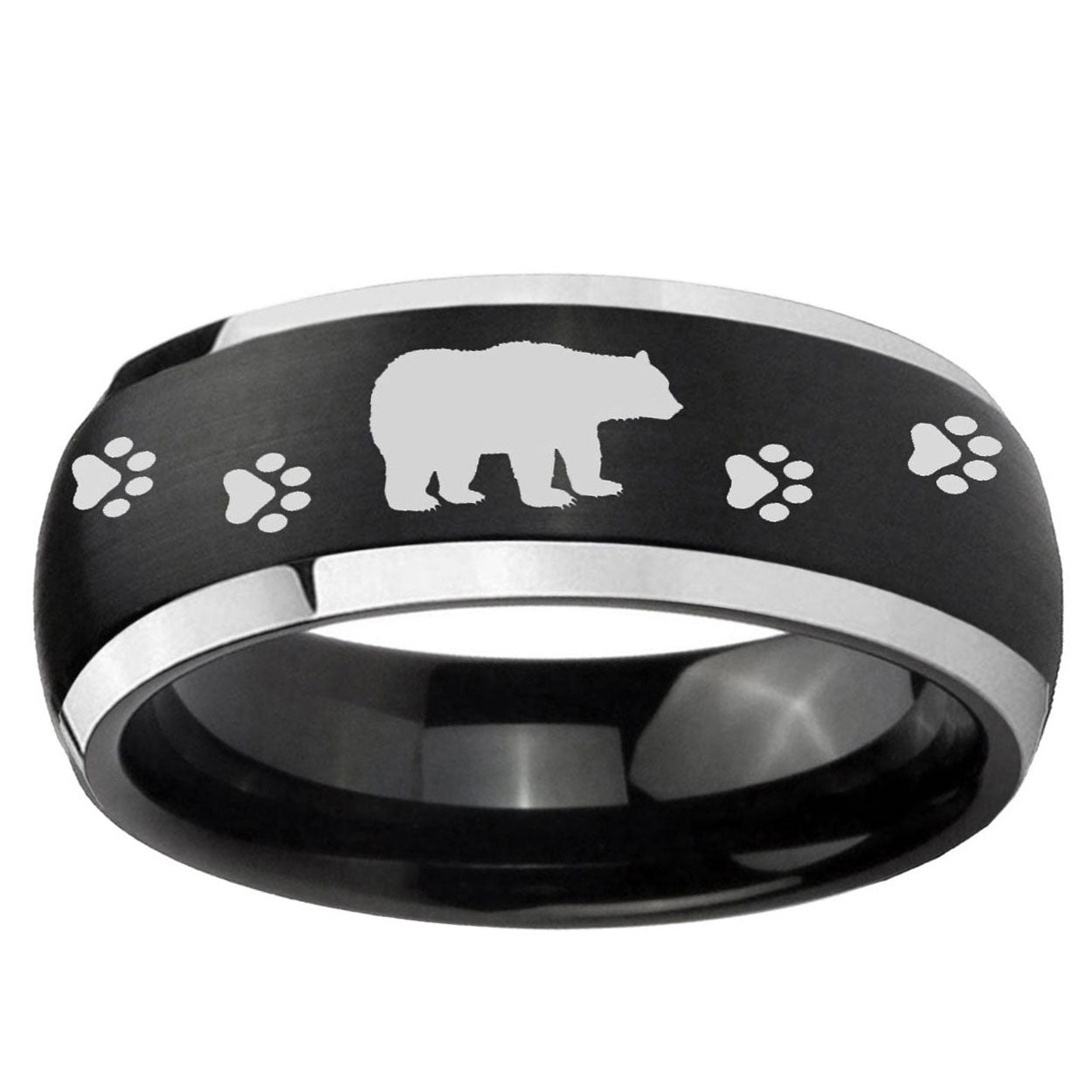 5mm Bear Paw Dome Brushed Black 2 Tone Tungsten Band