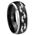 8mm Foot Print Dome Brushed Black 2 Tone Tungsten Band